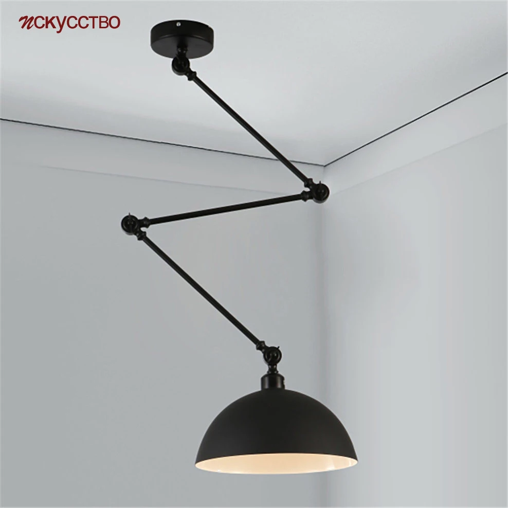 Nordic Modern Retractable Folding Pipe Pendant Lights For Dining Room Table Study Bedroom Lighting Fixture Led Industrial Lamp