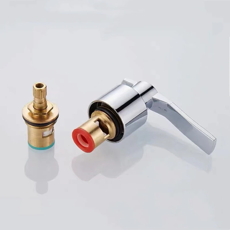 Single Spool Brass Valve Kitchen Standard 1/2 Ceramic Faucet Mixer Inner Disc Valve Quarter Turn Cartridges Bathroom Accessories