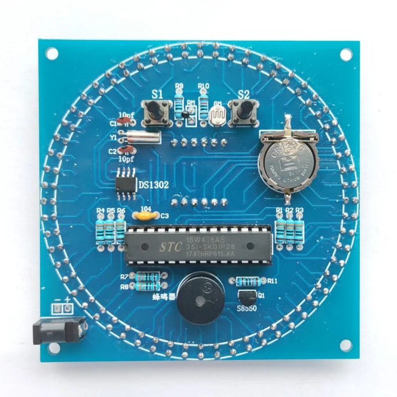 Rotation DEL DS1302 électronique horloge numérique À faire soi-même Kit 51 SCM learning board 5 V UK
