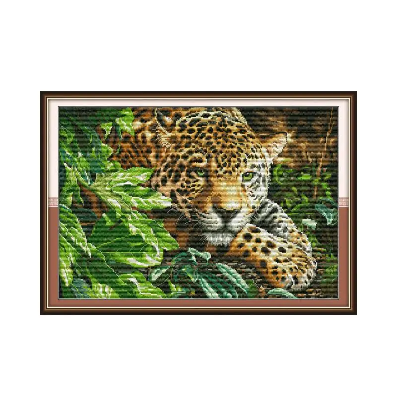 Kit Leopard cross stitch aida 14ct 11ct count print canvas cross stitches needlework embroidery DIY handmade embroidery thread cross stitch kit embroidery fabric embroidery stabilizer