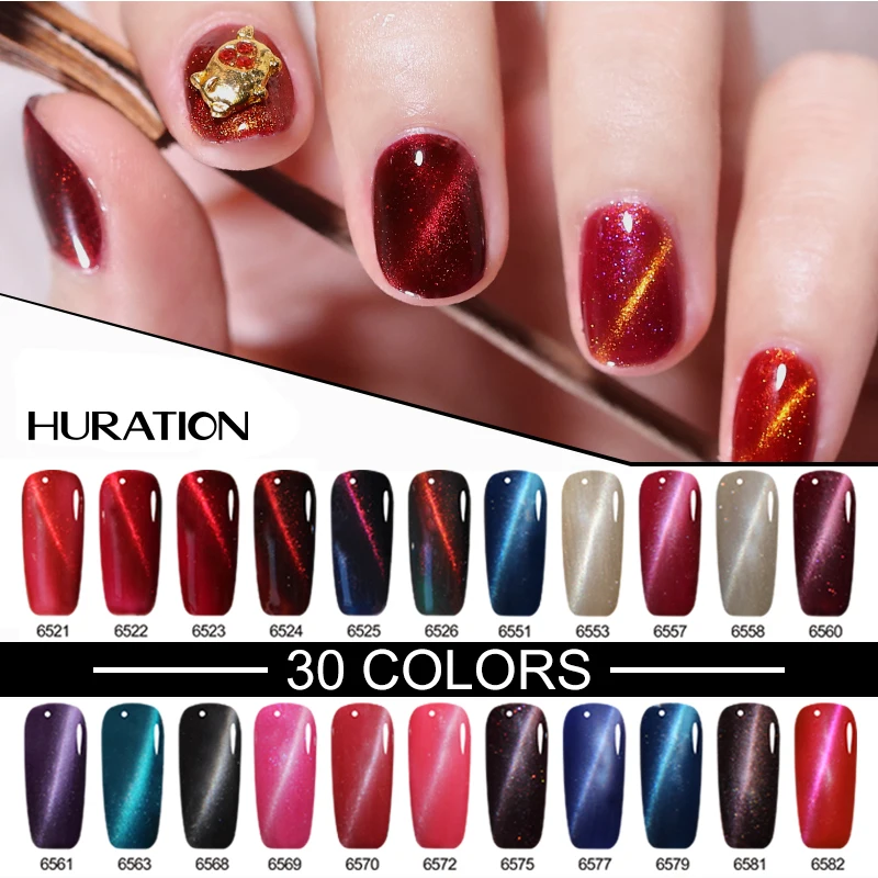 

Huration New Magnet 3D Cat's Eye UV Gel Nails Semi-permanent for Gel Lucky Color Soak LED Chameleon Hybrid Gel for Nails Enamel
