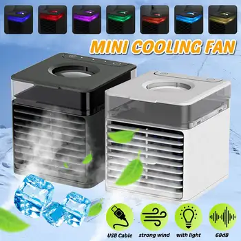

Home Mini 500ml Air Conditioner Portable Air Cooler 7 Colors LED USB Personal Space Cooler Fan Air Cooling Fan Rechargeable Fan
