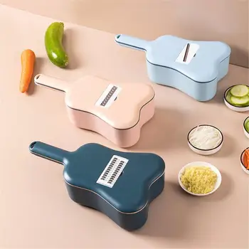 

New 1 Pcs Kitchen Ukulele Multifunction Drain Basket Potato Shaved Peeled Sliced Silk Flower Cutter Six Kinds Blades