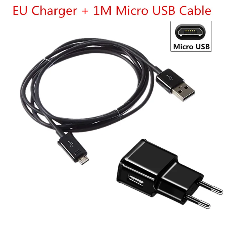 Адаптер зарядное устройство 5v 2a eu настенный micro usb кабель Зарядка адаптер питания для huawei Y7 honor 8x 7x y6 prime y5 смартфон - Тип штекера: Black