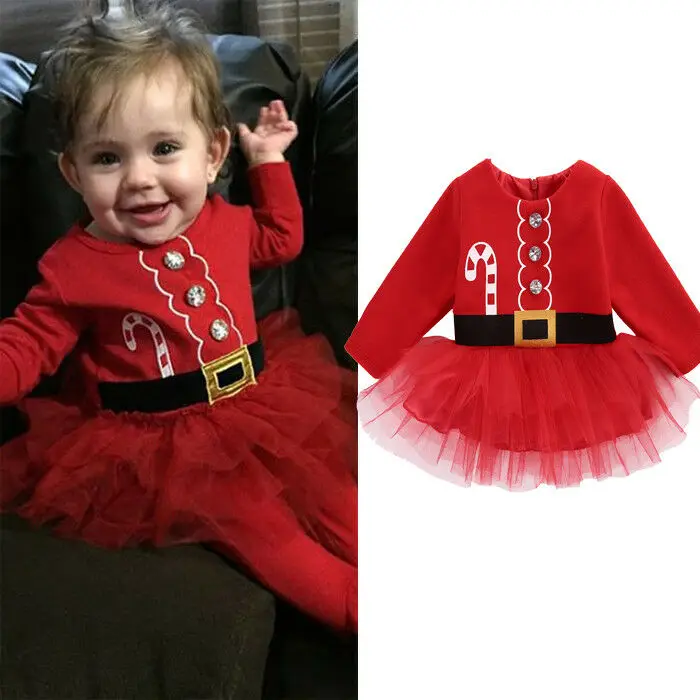 Рождественские платья для маленьких девочек с Санта-Клаусом вечерние платья-пачки из тюля, одежда