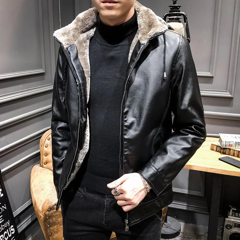 Winter Lederen Jas Mannen Hooded Zwarte Mens Wol Liner Pu Leren Jas Casaco Business Jaqueta Couro Masculina NXH1118 Winter Lederen Jas Mannen Hooded Zwarte Mens Wol Liner Pu Leren Jas Casaco Business Jaqueta Couro Masculina NXH1118