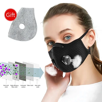 

Dual Valve Men Women Adults Mouth Face Mask Unisex Cycling Riding Mask Carbon Filter Half Face Shield Washable Mask