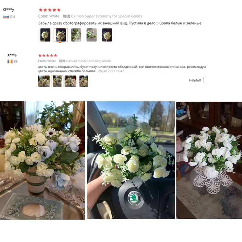 Artificial Flowers Mini Roses Bouquet 15 Heads Wedding Scene Layout Home Decor Accessories