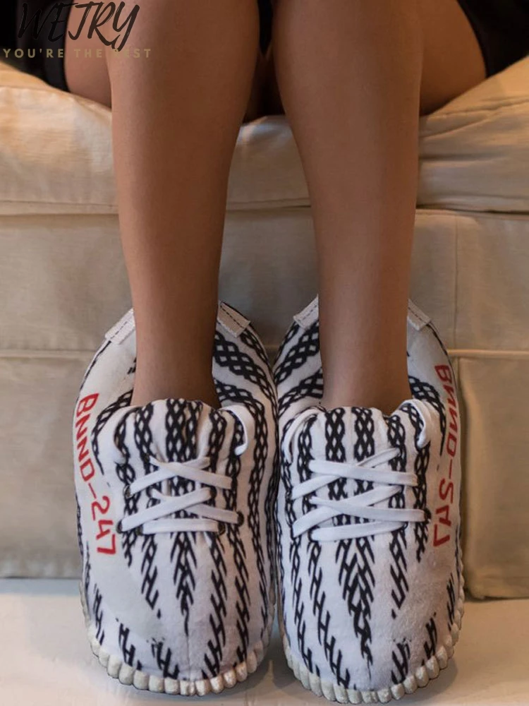 

Women Winter Stripe Slippers Unisex One Size 35-43 Warm Home Slippers Women Green Indoor Snug Sneaker Warm House Floor Slides