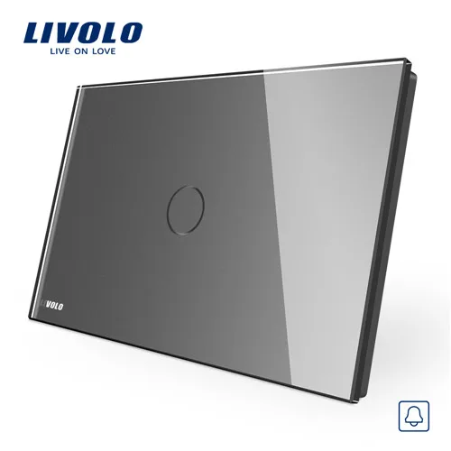 Livolo белая кристальная стеклянная панель, AC110~ 250 В, светодиодный индикатор, стандарт AU/US дверной Звонок переключатель VL-C901B-11 - Цвет: Grey