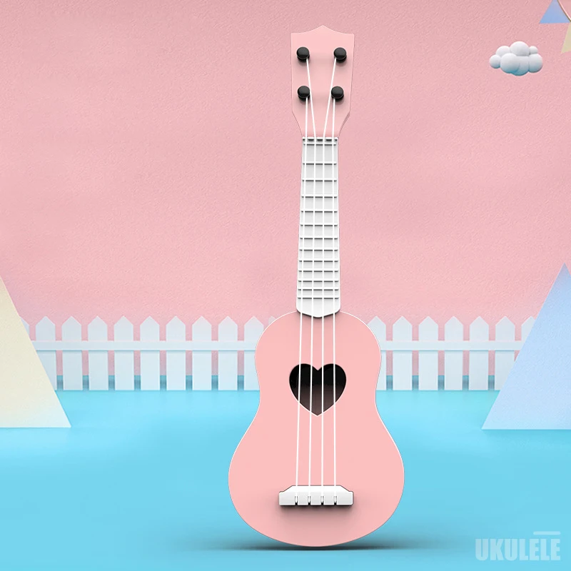 Детская гитара Ukelele, музыкальная игрушка, обучающая игрушка для мальчиков и девочек, рождественский подарок для детей - Цвет: Pink