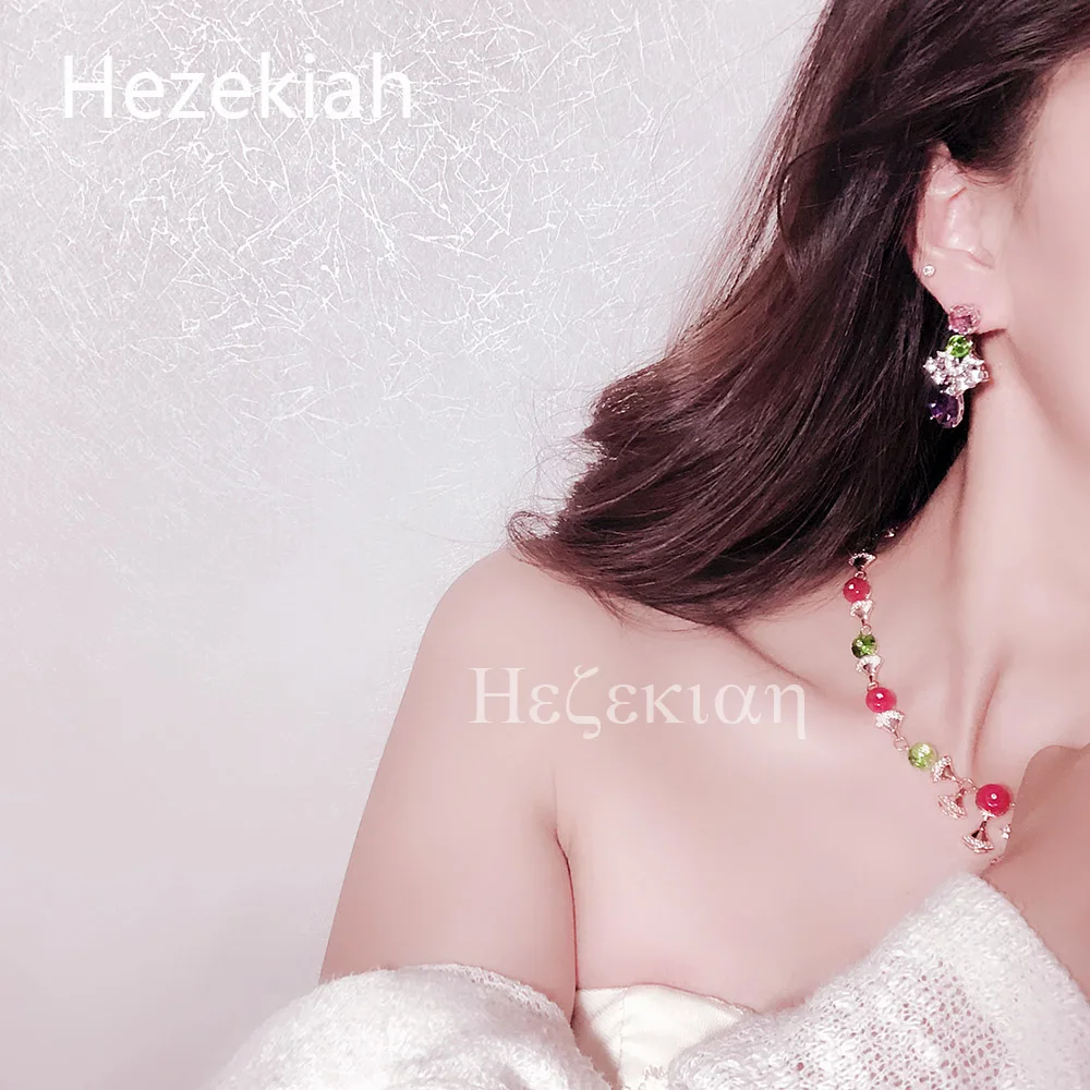 Hezekiah S925 Роскошные высококлассные женские серьги фиолетовые розовые серьги темперамент знаменитостей танцевальные вечерние серьги для банкета