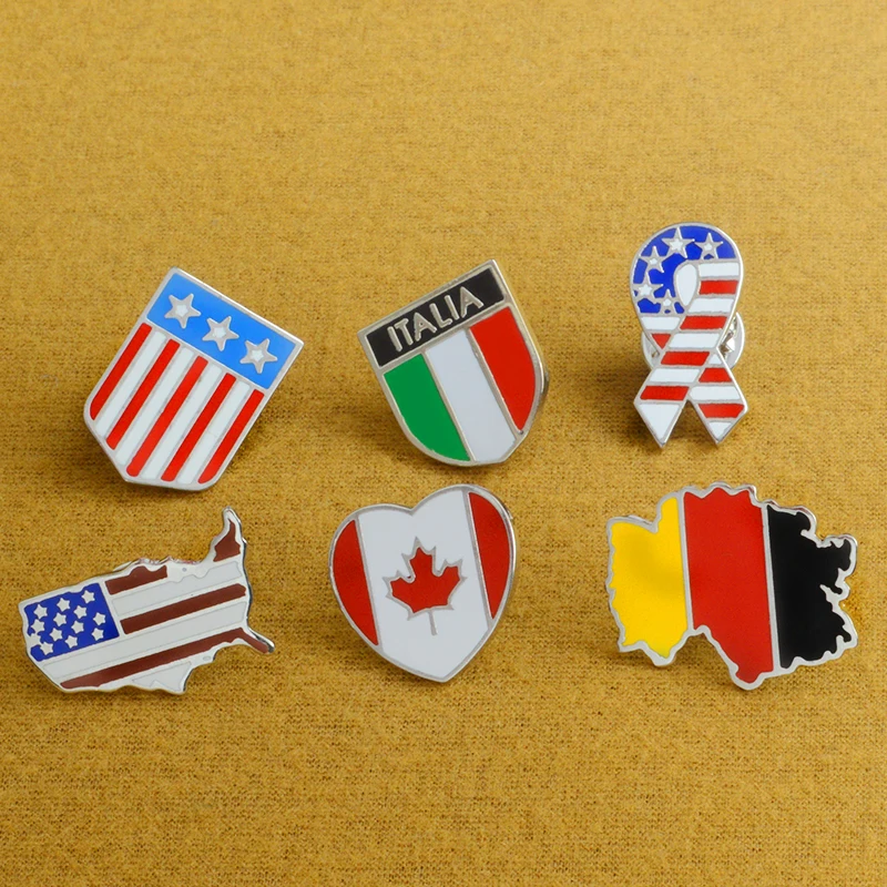 Булавка с национальным флагом из России, Италии, США, Германии, флаги на лацкане, значки, звезды и полосы, броши, ювелирный подарок