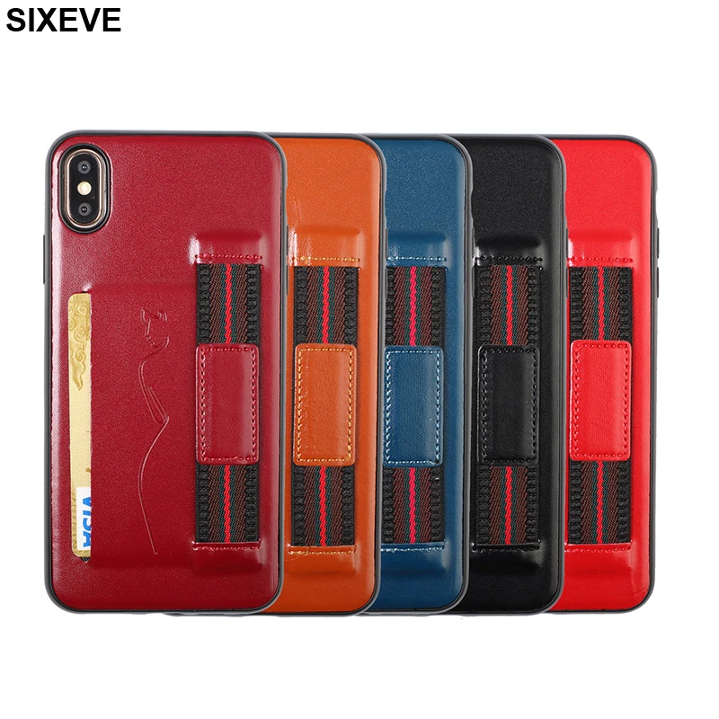 

Luxury Leather Soft TPU Silicone Phone Case For iPhone X XR XS Max Card housing Cases For iPhone 8 7 6 6S Plus Ring buckle Cover