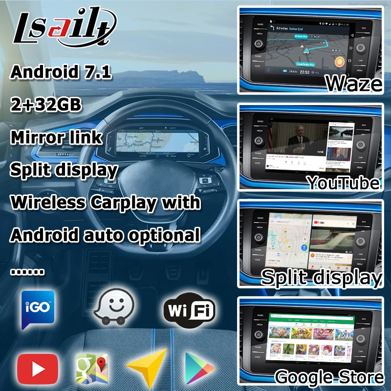Android/carplay интерфейсная коробка для Volkswagen T-ROC 6,5 8 9," Откройте для себя pro MQB MIB MIB2 видео интерфейсная коробка youtube по Lsailt