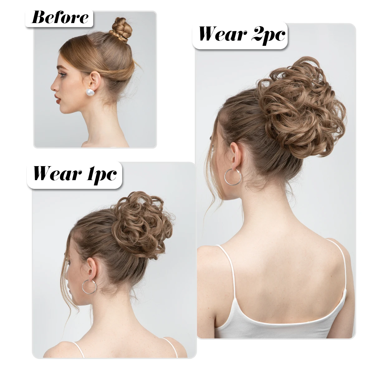 Synthetic hair bun extensions messy curly elastic hair scrunchies hairpieces synthetic chignon donut updo hair pieces