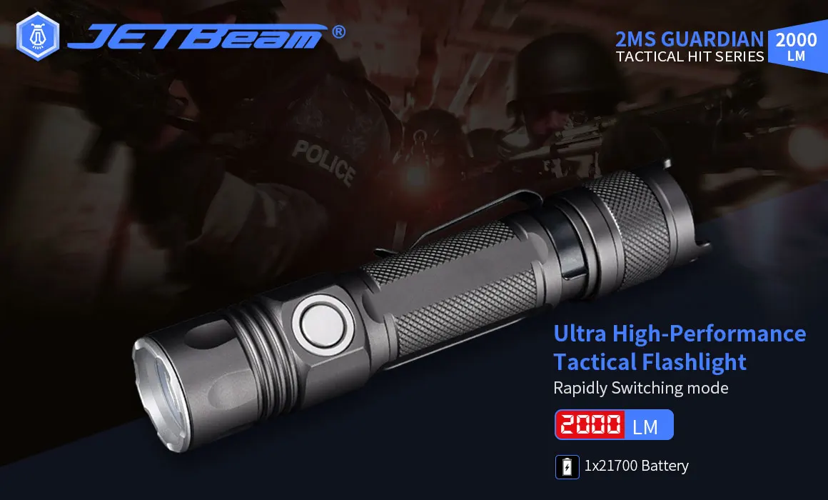 Lumens de Alta Jetbeam Potência Lanternas Led Tocha Luz Poderosa Lanterna Auto Defesa 2ms 2000 1 lanterna poderosa de 2ms 2000 lúmens, autodefesa