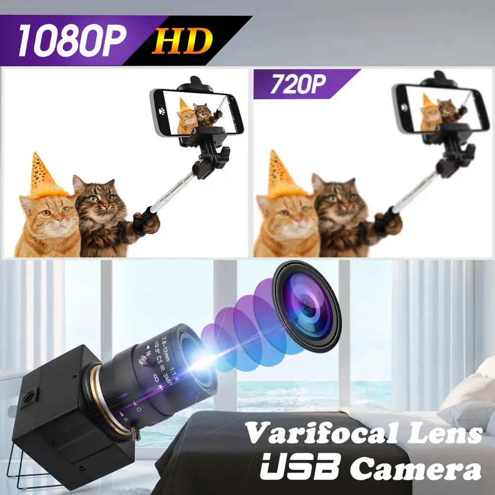 CCTV 2 8 12 мм варифокальный объектив Full Hd 1080P CMOS OV2710 30fps/60fps/120fps промышленная Usb камера