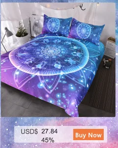 Blesslive Зодиак постельных принадлежностей Мандала Лотос 3 шт. Bling Блеск галактика Бургундия постельное белье Астрология хиппи пододеяльник