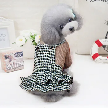 

Pet clothes spring new houndstooth dress dog clothes couple clothes teddy strap skirt