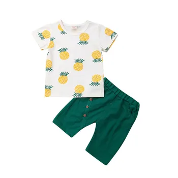 

Cute Toddler Infant Baby Girl Boy Pineapple Short Sleeve T-shirt Tops+Shorts Outfits Kids Summer Clothes 2019 Newborn 0-4Years