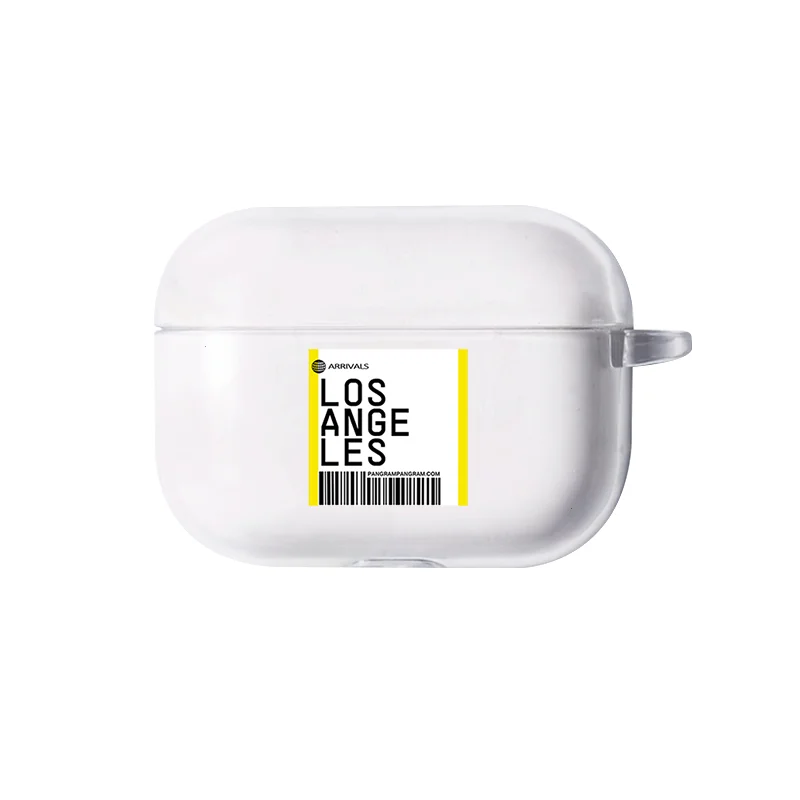 I250036 Роскошный чехол для воздушных билетов, bluetooth-гарнитура для Air pods Pro INS, этикетка, штрих-код, американские городские буквы, наушники, прозрачный мягкий чехол из ТПУ - Цвет: I250036