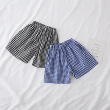 Клетчатые шорты для мальчиков, двухцветные летние штаны, модные детские крутые и освежающие клетчатые штаны в Корейском стиле