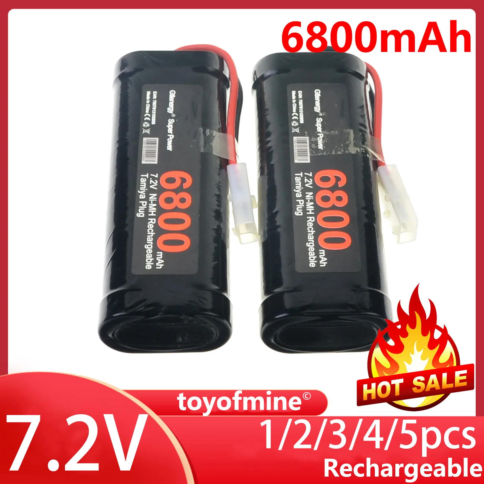 1 5pcs 7.2V 6800mAH Ni MH Rechargeable Battery Pack Toy Vehicle/Boat