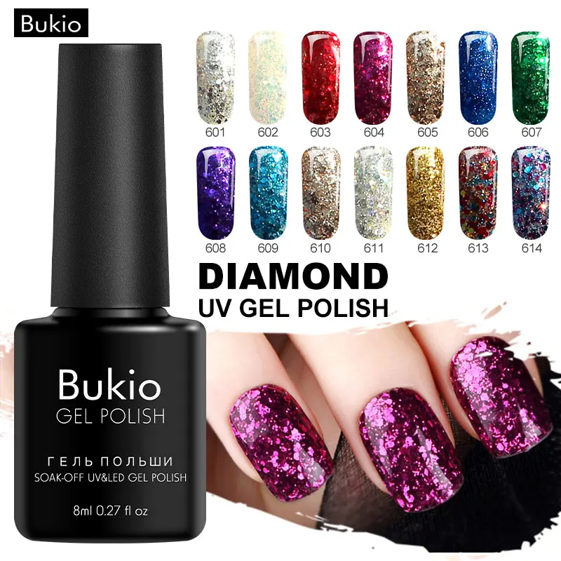 

Bukio Nails Gel Uv Colors Everything for Manicure 3D Diamond Primer Nail Decorations for Nails Gel Varnish Sequins Lacquer Set