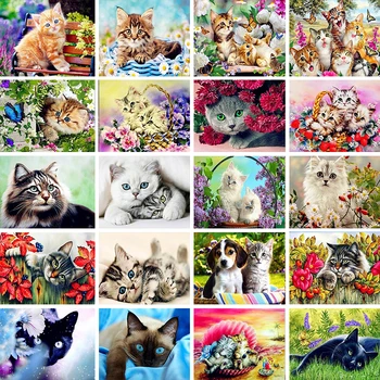

Diamond Mosaic Cat Diamond Painting Animal Rhinestone Diy Full Square Round Diamond Embroidery Home Decoration Gift Art Jq584
