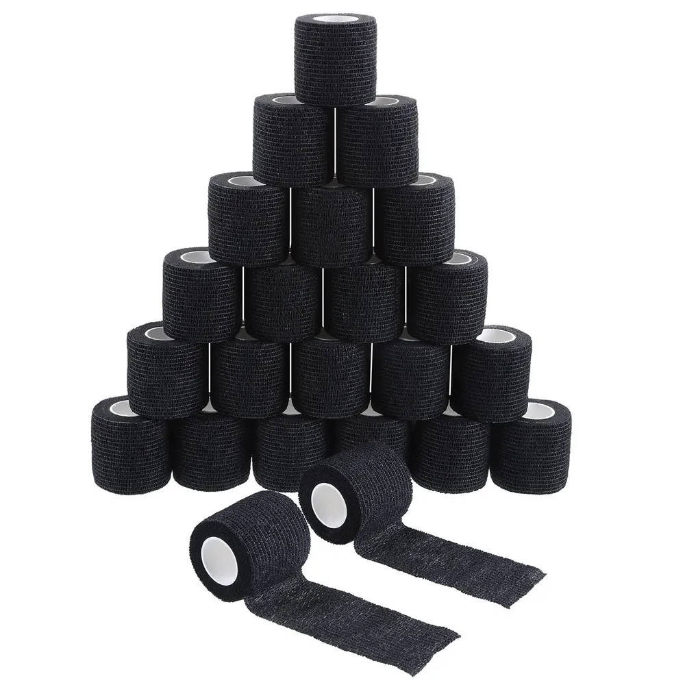 Cubierta de vendaje de agarre de tatuaje negro, cintas no tejidas, transpirables, autoadhesivas, protección de la muñeca, accesorios de tatuaje