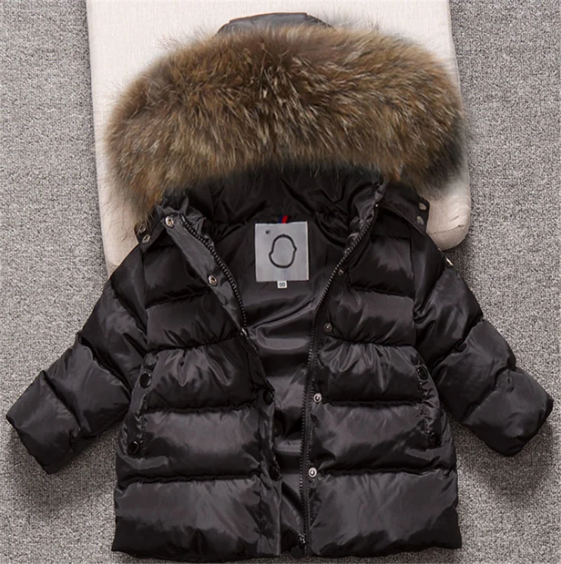 LEAPPAREL/детское зимнее пальто милая пуховая куртка с капюшоном и меховым капюшоном для мальчиков и девочек новое поступление, однотонная теплая парка детская верхняя одежда