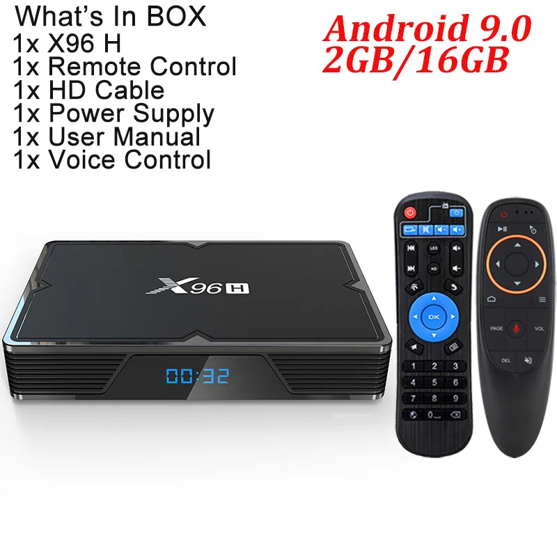 X96H Smart tv BOX Android 9,0 4 ГБ 32 ГБ 64 Гб Allwinner H603 1080P 4K wifi медиаплеер Netflix Youtube 2 Гб 16 Гб телеприставка - Цвет: 2G 16G Voice control