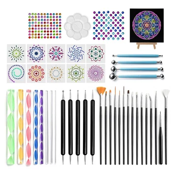 

NEW-Mandala Dotting Tools Set for Painting Rocks Pottery Portable Multifunction Embossing Dot Kit Dotting Tool Set 47Pcs