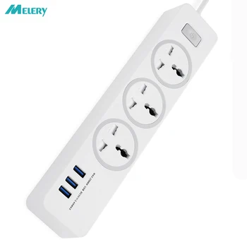 

Multiple Power Strip Surge Protector 3 AC Outlets Universal Electrical Socket USB Charging Port 1.8m Extension Cable Home Office