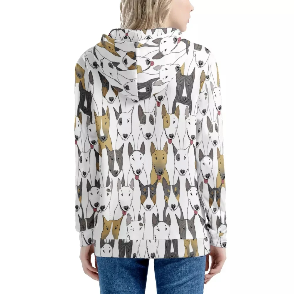 NOISYDESIGNS Women's Zip Hoodie Bull Terrier Prints Harajuku Women Hoodie Long Sleeve Autumn Winter Pullover Warm Streetwear