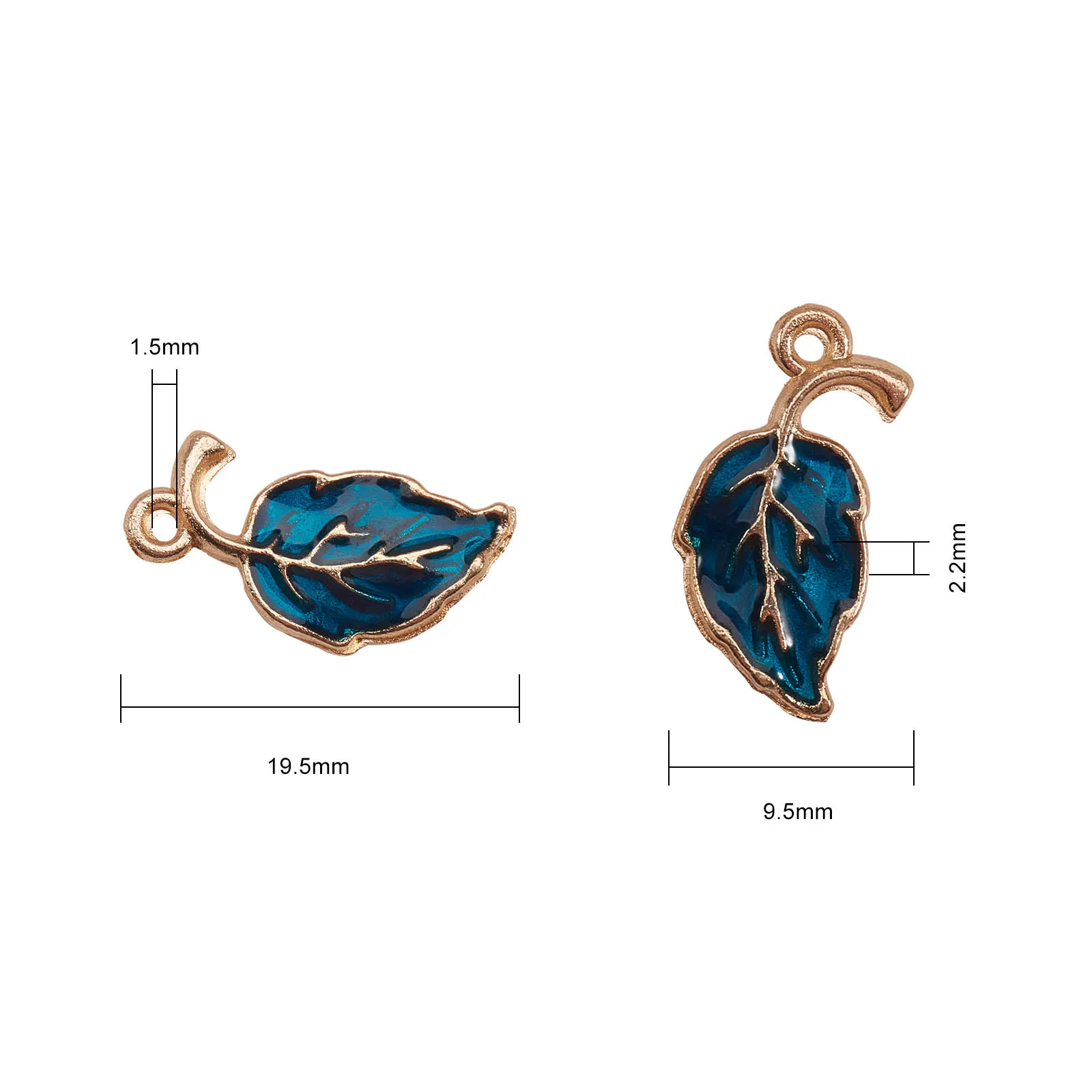 60Pcs 5 Colors Metal Alloy Tiny Pendants Leaf Earring Charms for Necklace Bracelet Jewelry Making Crafting Supplies 19.5x9.5mm