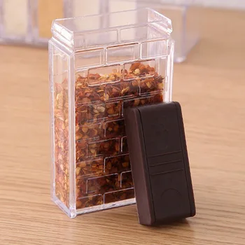 

Storage Boxes Two-way Double-hole Simple Transparent Belt 6-box Seasoning Box 6-piece Kitchen Seasoning Storage Box