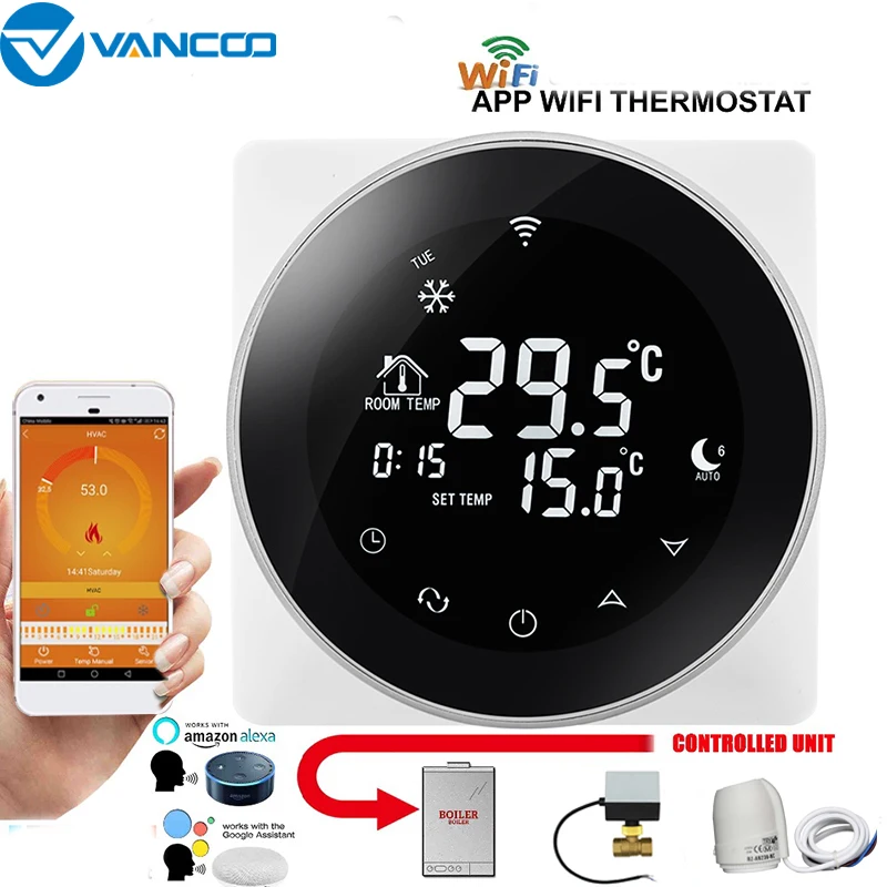 Vancoo Smart Wi-Fi термостат с сенсорный ЖК-дисплей Еженедельный Программируемый Регулятор температуры для газового котла отопления