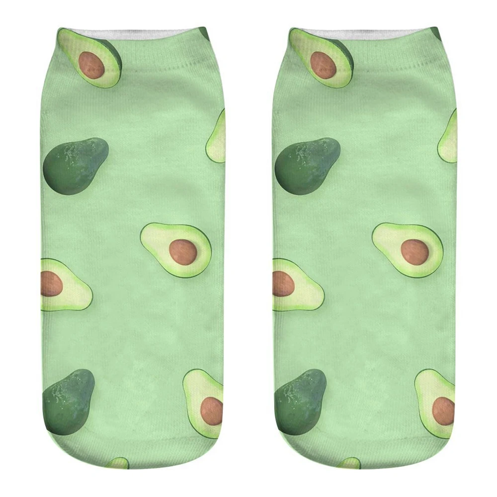 Neue 3D Gedruckt Cartoon Glücklich Avocado Coole Mode Lustige Obst Frauen Socken Unisex Kurze Sokken Kunst Neuheit Geschenk Dropship – Detail 6