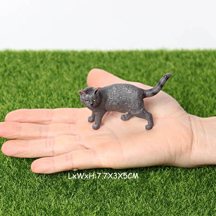 Hand-Painted Cat Figurines: Small Animal Statues for Indoor Decor and Children's Play