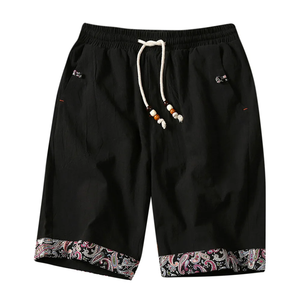 В этническом стиле Национальный стиль Для мужчин кулиска Короткие штаны летние пляжные мягкие Повседневное мешковатые шорты большой Размеры для занятий спортом, для занятий спортом, брюки;# A
