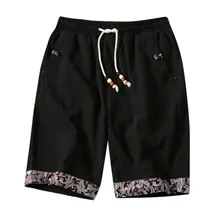 В этническом стиле Национальный стиль Для мужчин кулиска Короткие штаны летние пляжные мягкие Повседневное мешковатые шорты большой Размеры для занятий спортом, для занятий спортом, брюки;# A