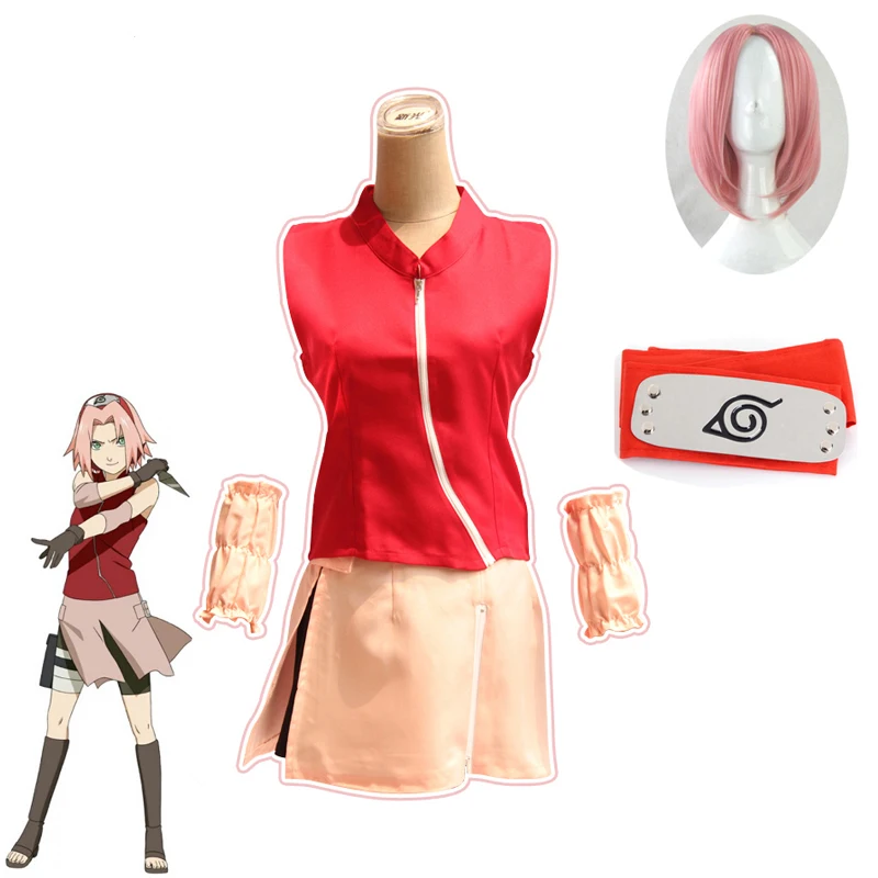 Хит! Наруто Косплей Костюм Харуно Сакура аниме Хэллоуин костюм для женщин одежда