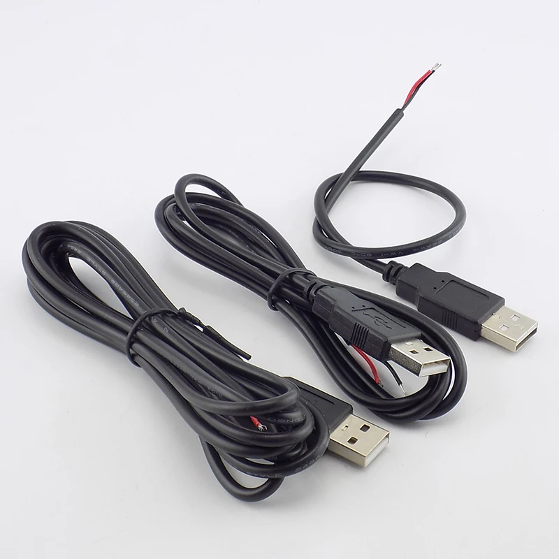 0,3/1/2 M DC 5V USB 2,0 Тип A входящий штекер 2 Pin кабель Питание зарядное устройство для смарт-устройств Разъем DIY провода