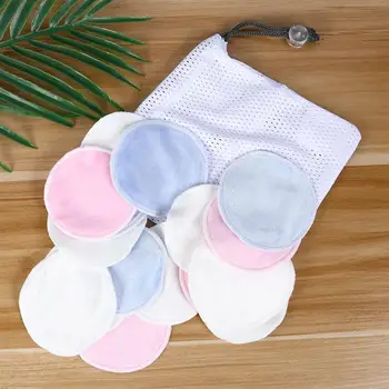 

17PCS Bamboo Fiber Makeup Remover Pads Reusable Soft Facial Skin Care Wash Cloth Pads with Bag for Women Girls White Pink Blue