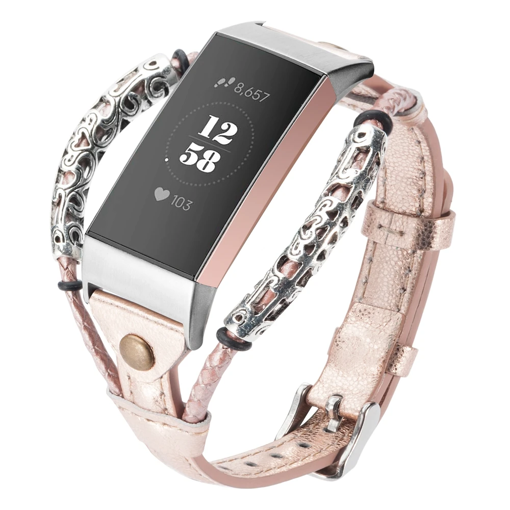 Ремешок из натуральной кожи для Fitbit Charge 2 Классический Регулируемый сменный