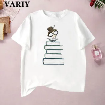 

cartoon book lover print T-shirt Women's t shirt Matilda Roald Dahl best friends tshirt funny t shirts women graphic tops femme