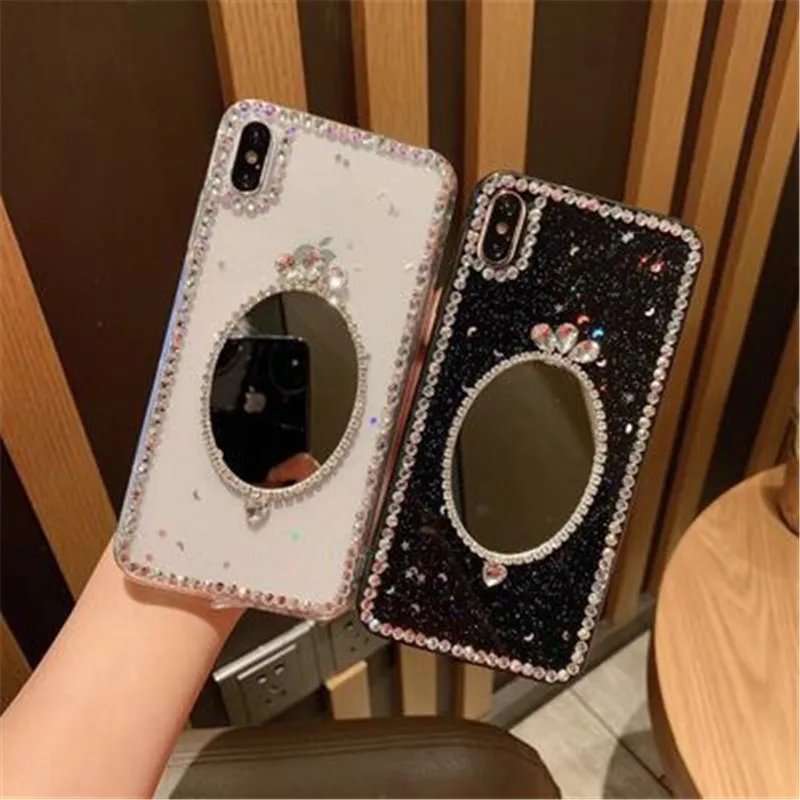 

Epoxy Glitter Diamond Mirror Transparent Phone Case for Samsung galaxy s9 s10 plus note 8 9 Star Clear Soft Phone Case Coque