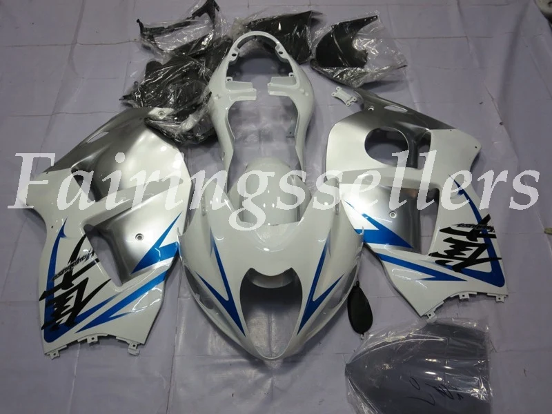 Литье под давлением ABS мотоцикл обтекатели комплект подходит для Suzuki GSX1300 97 98 99 00 01 02 03 04 05 06 07 обтекатели жемчужно-белый - Цвет: White Silver